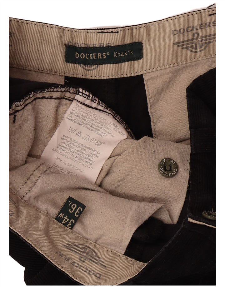 Dockers Pantalon droit kaki en velours côtelé pour homme W34 L32 Noir Classique