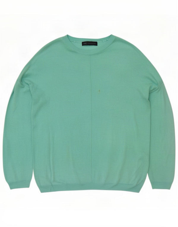 Marks & Spencer Womens Boat Neck Jumper Sweater UK 14 Medium Green Viscose
