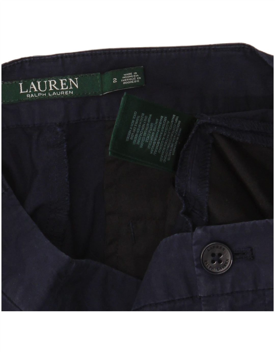 RALPH LAUREN Pantalon court à jambe large pour femme US 2 XS W28 L24 Bleu marine