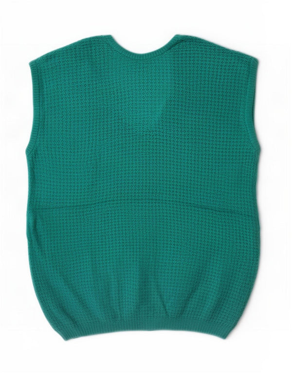 vintage Womens Vest Tank Top UK 12 Coton Bleu Moyen