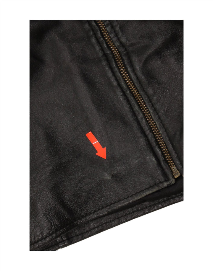JOY Mens Leather Coat UK 46 3XL Black Leather Vintage Joy and Second-Hand Joy from Messina Hembry 