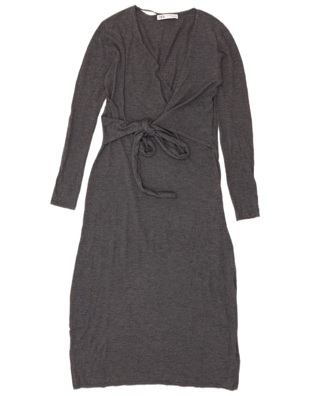 Zara Robe pull à manches longues pour femme UK 10 Petit Gris Polyester