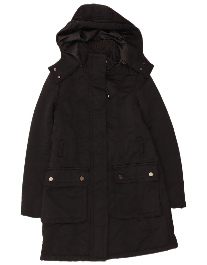 Zara Parka à capuche pour femme UK 12 Medium Noir