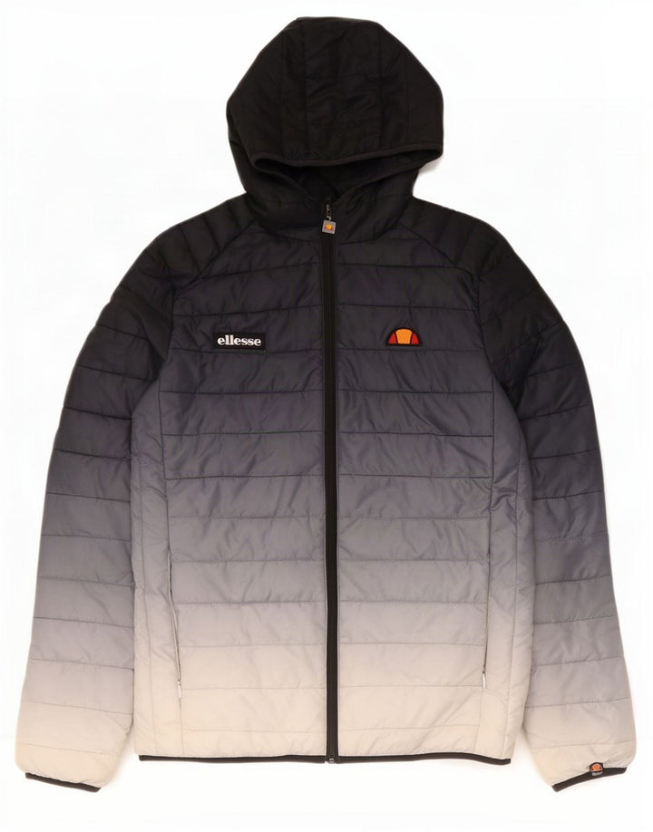 Ellesse Veste matelassée à capuche pour femme UK 14 Medium Navy Blue Colourblock