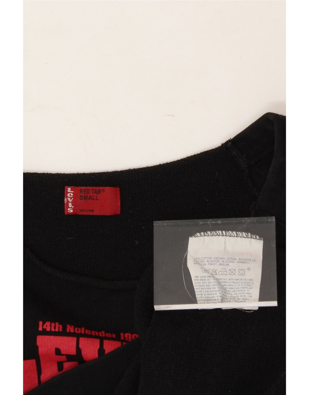 LEVI'S Womens Graphic Sweatshirt Jumper UK 10 Small Black Cotton Vintage Levi's and Second-Hand Levi's from Messina Hembry 