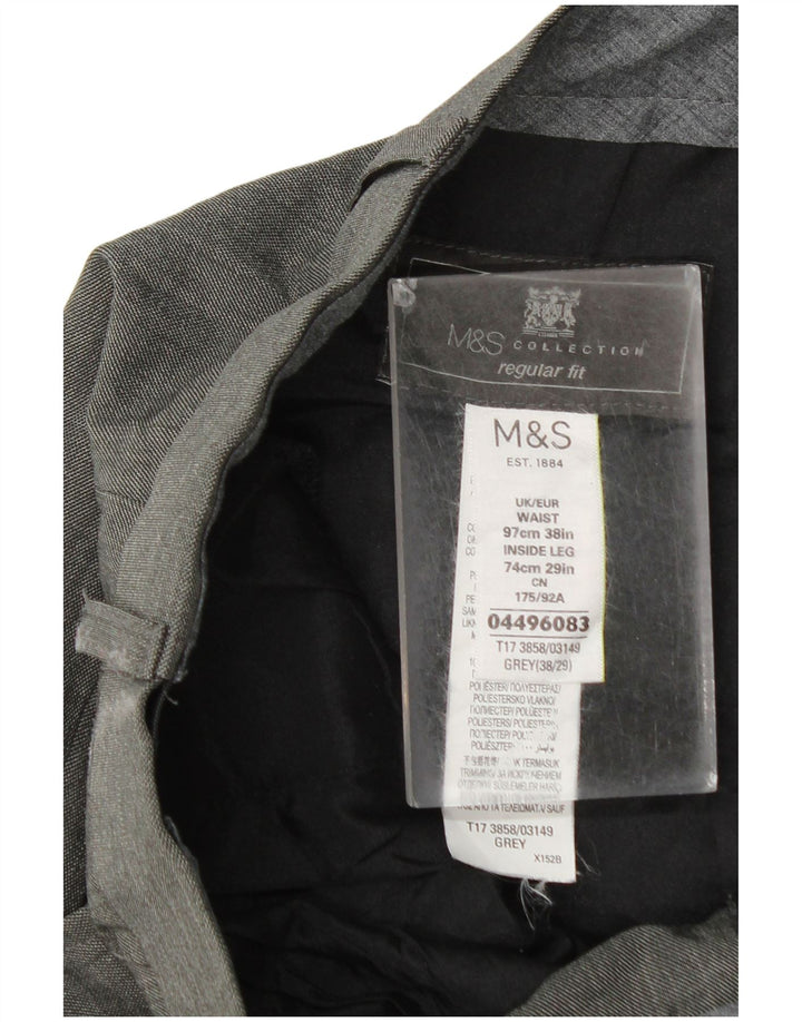Marks & Spencer Pantalon de costume coupe classique pour homme W38 L29 Gris Polyester
