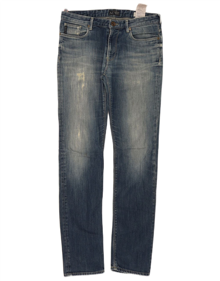 Armani Jean slim ajusté en détresse pour femme W32 L32 en coton bleu