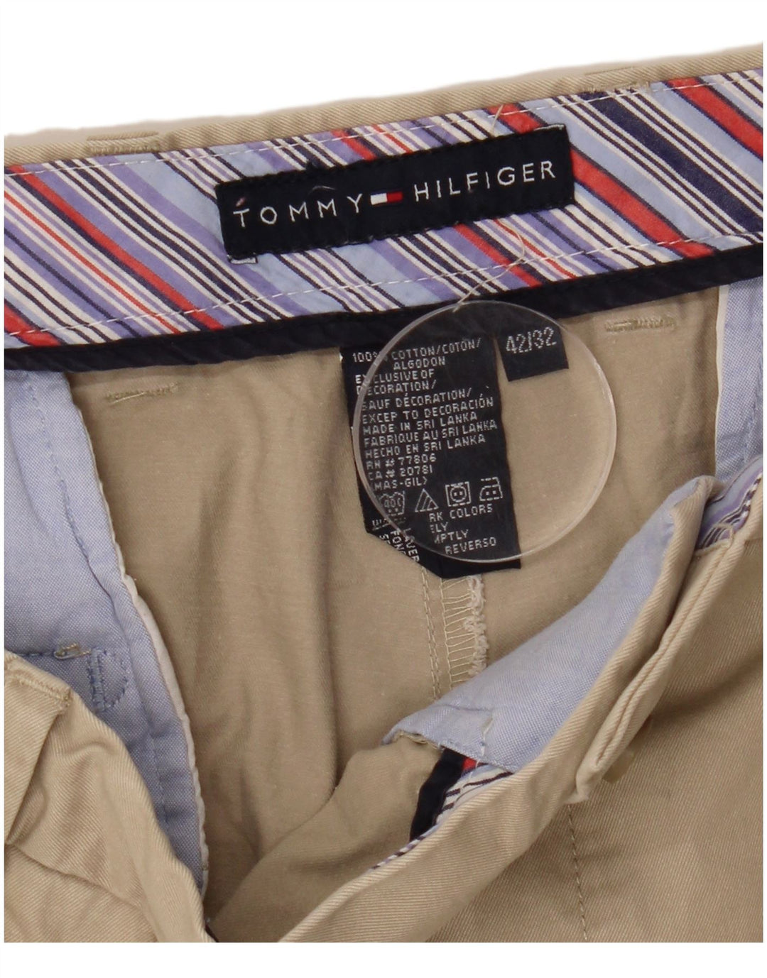 TOMMY HILFIGER Pantalon Chino Pegged Homme W42 L32 Coton Beige
