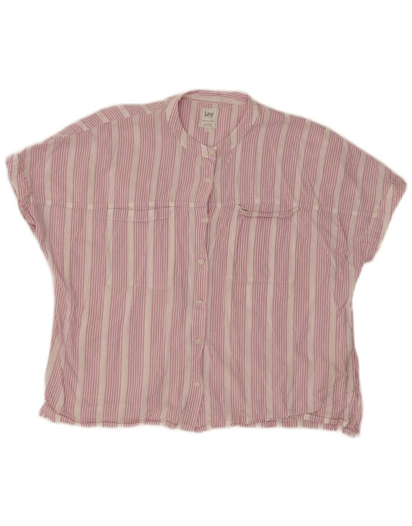 Lee Chemisier à manches courtes et coupe décontractée pour femme UK 46 Large Rose rayé