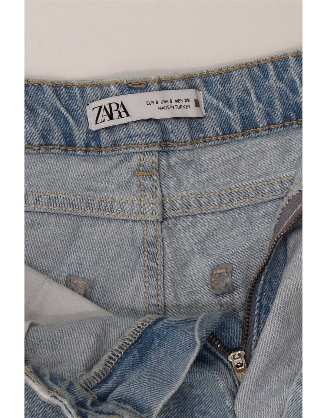 Zara Femme Short En Jean Petit W26 Bleu