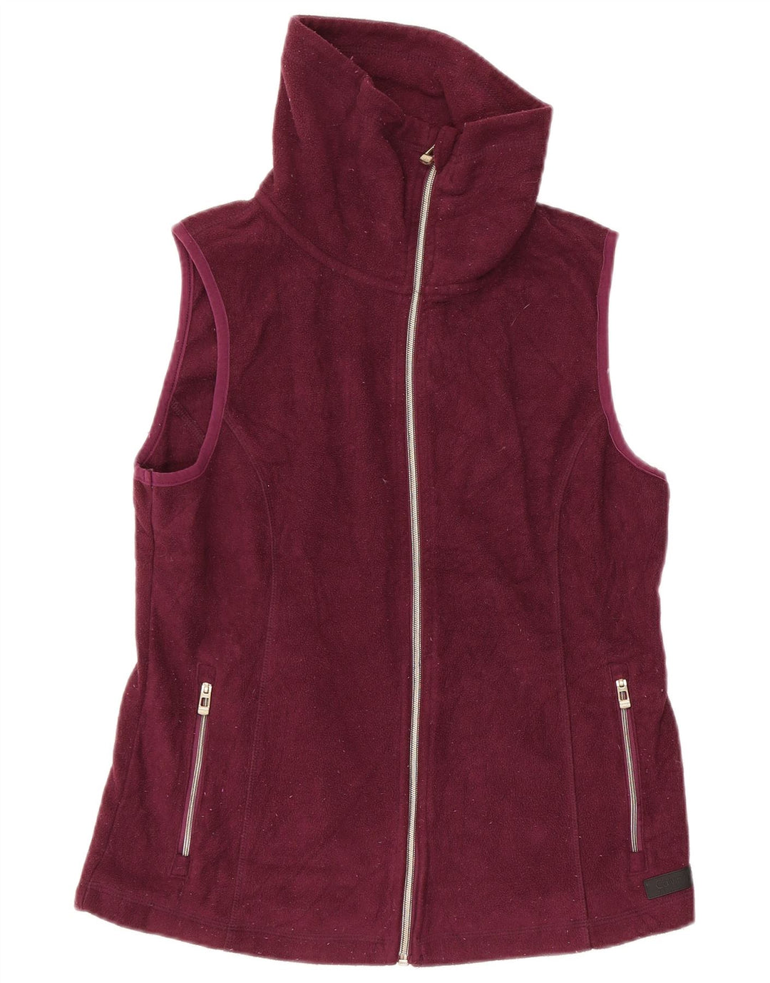 CALVIN KLEIN Gilet polaire graphique pour femme UK 12 Polyester bordeaux moyen