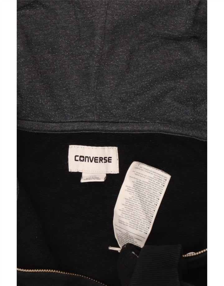 CONVERSE Pull à capuche zippé Chuck Taylor pour femme UK 14 Coton noir moyen