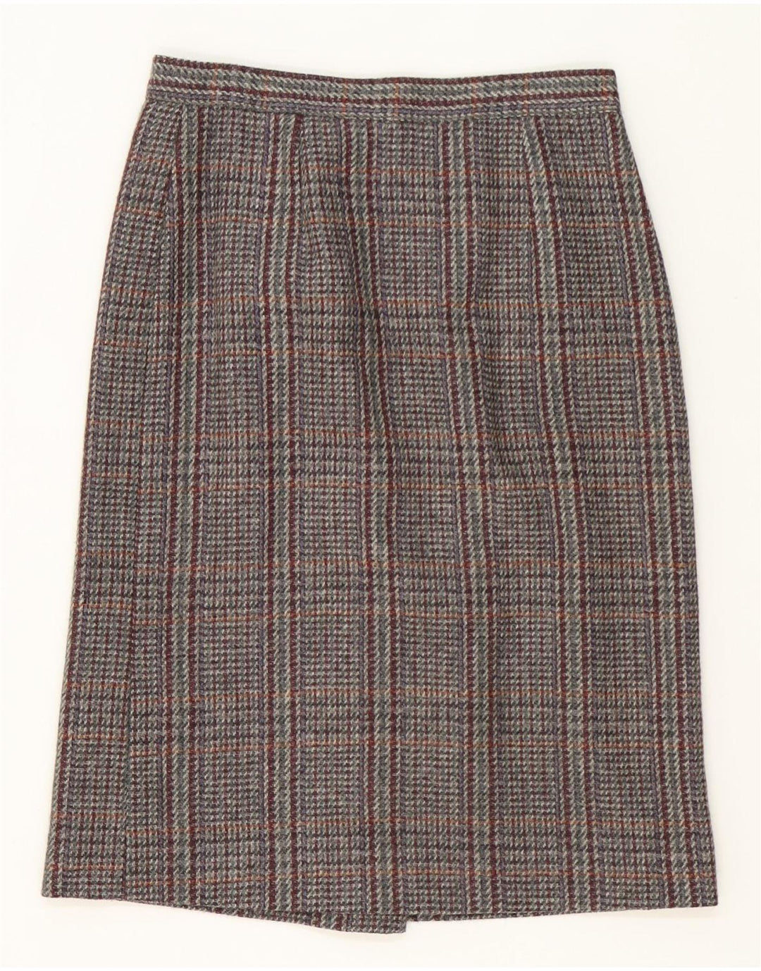 vintage Femmes 1 Bouton 2 Pièces Jupe Ensemble UK 12 Moyen Gris Plaid