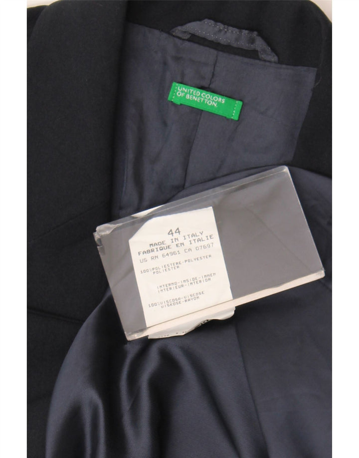 Benetton Veste Blazer 3 Boutons Femme IT 44 Bleu Marine Moyen Polyester