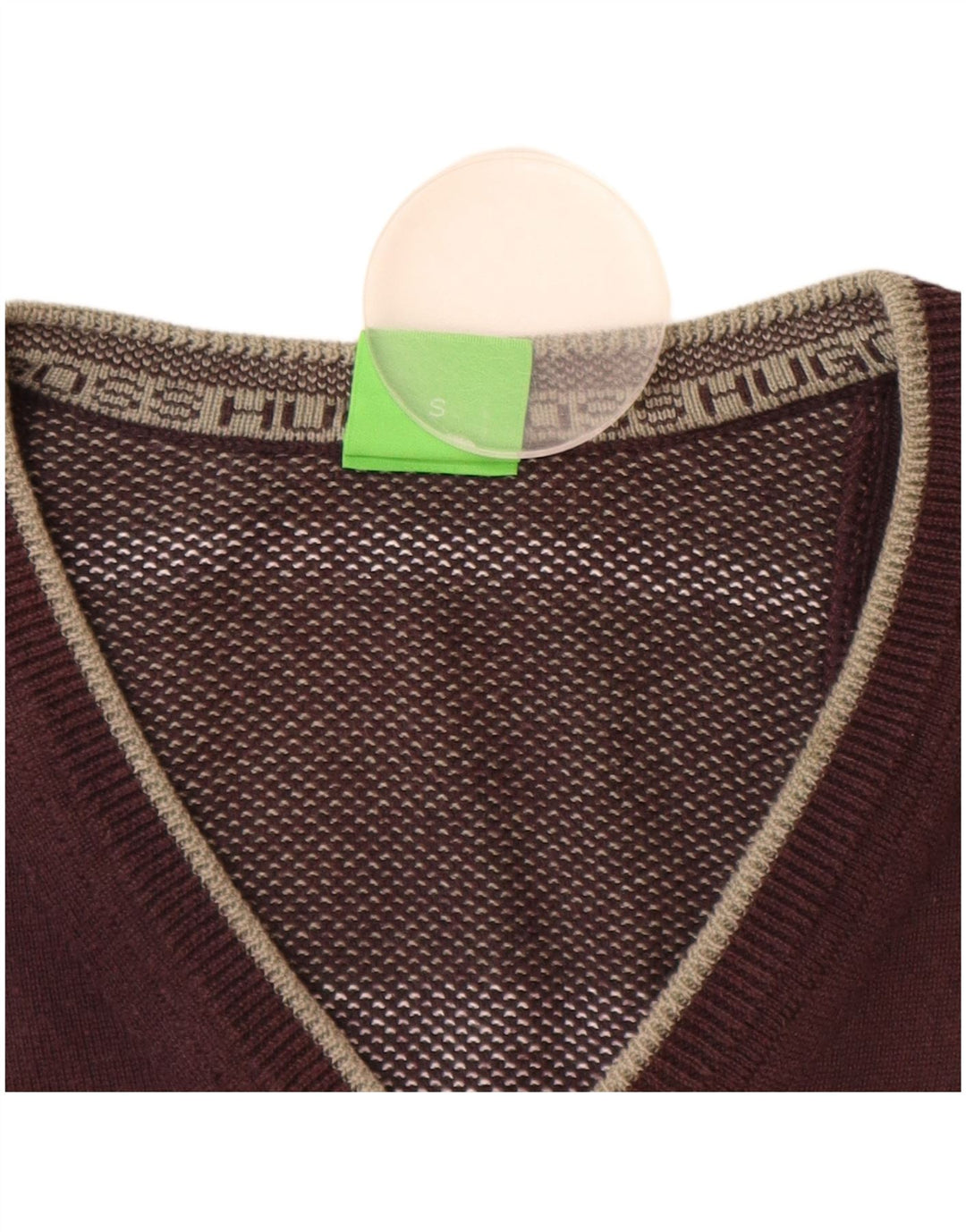 HUGO BOSS Pull col V Homme Petit Marron Coton