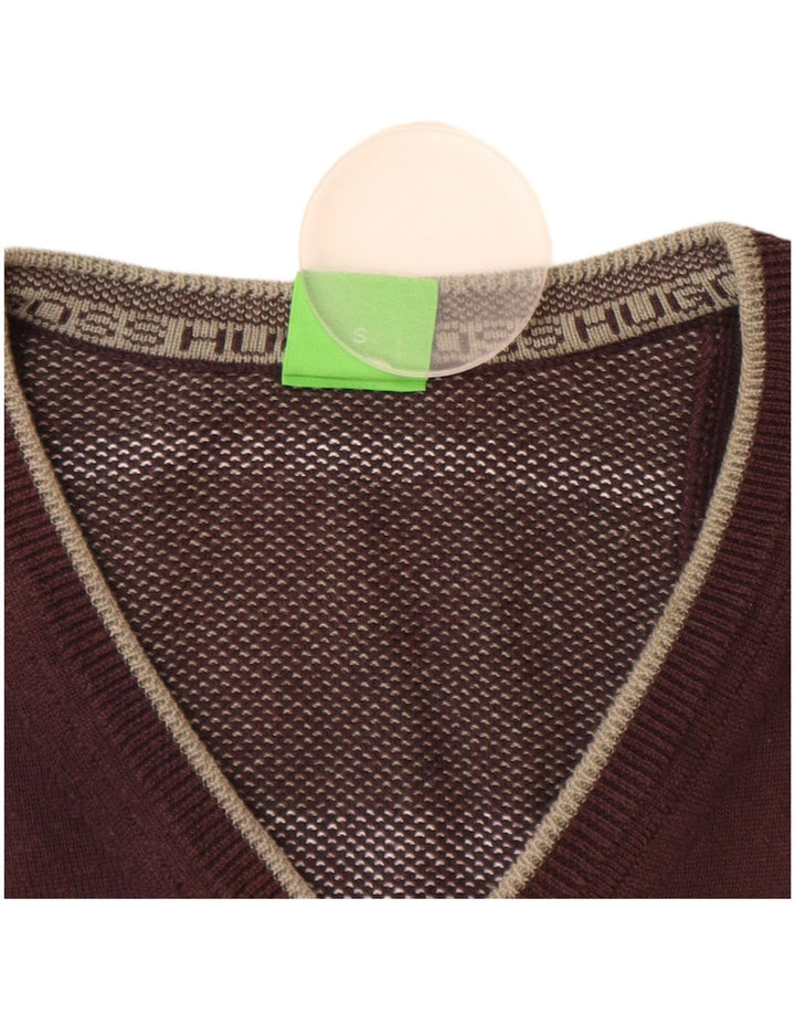 HUGO BOSS Pull col V Homme Petit Marron Coton