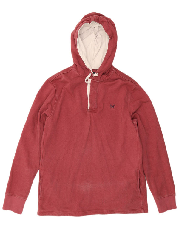 Crew Clothing Pull à capuche à col zippé pour homme en coton bordeaux moyen