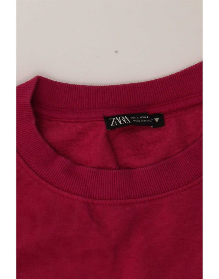 Zara Womens Crop Sweatshirt Jumper UK 16 Grand Rose