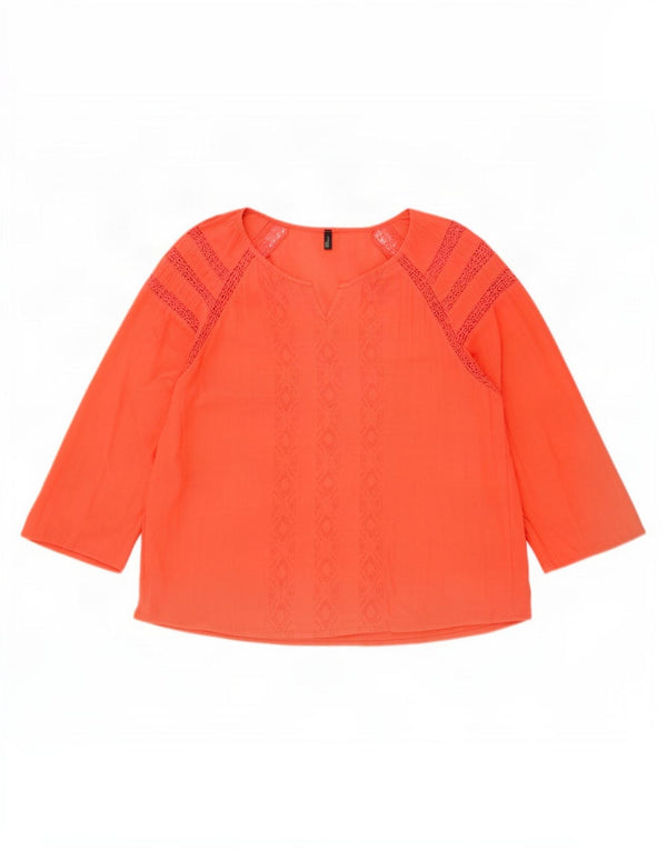 Benetton Chemisier à manches 3/4 pour femme UK 10 Petit Orange Géométrique