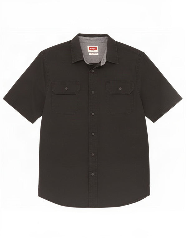 Wrangler Chemise à manches courtes pour homme Petit coton noir