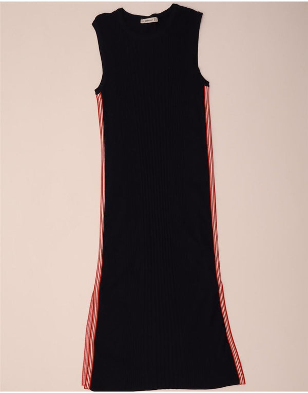 Zara Robe pull sans manches pour femme UK 10 Petit Noir Rayé