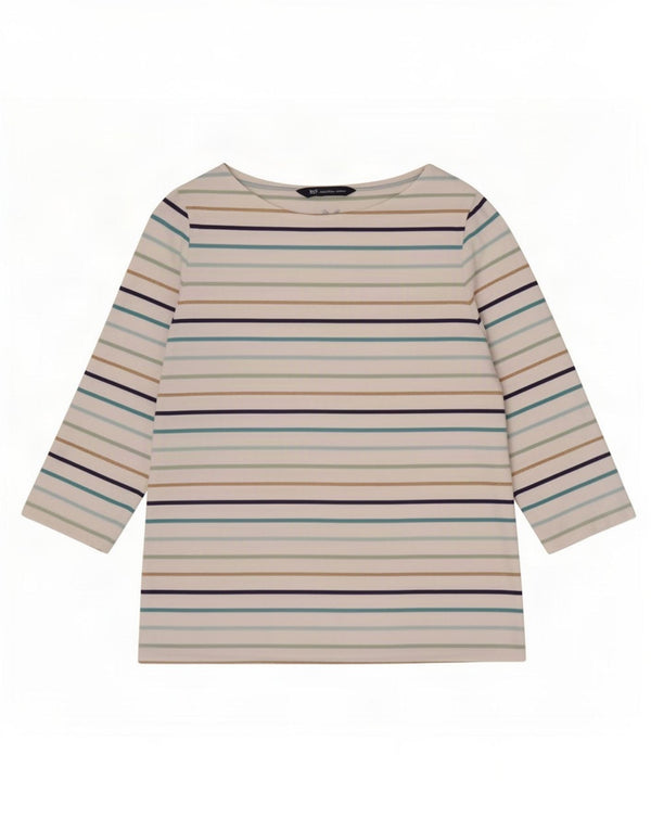 Crew Clothing Haut Femme Manches 3/4 UK 12 Moyen Rayé Multicolore