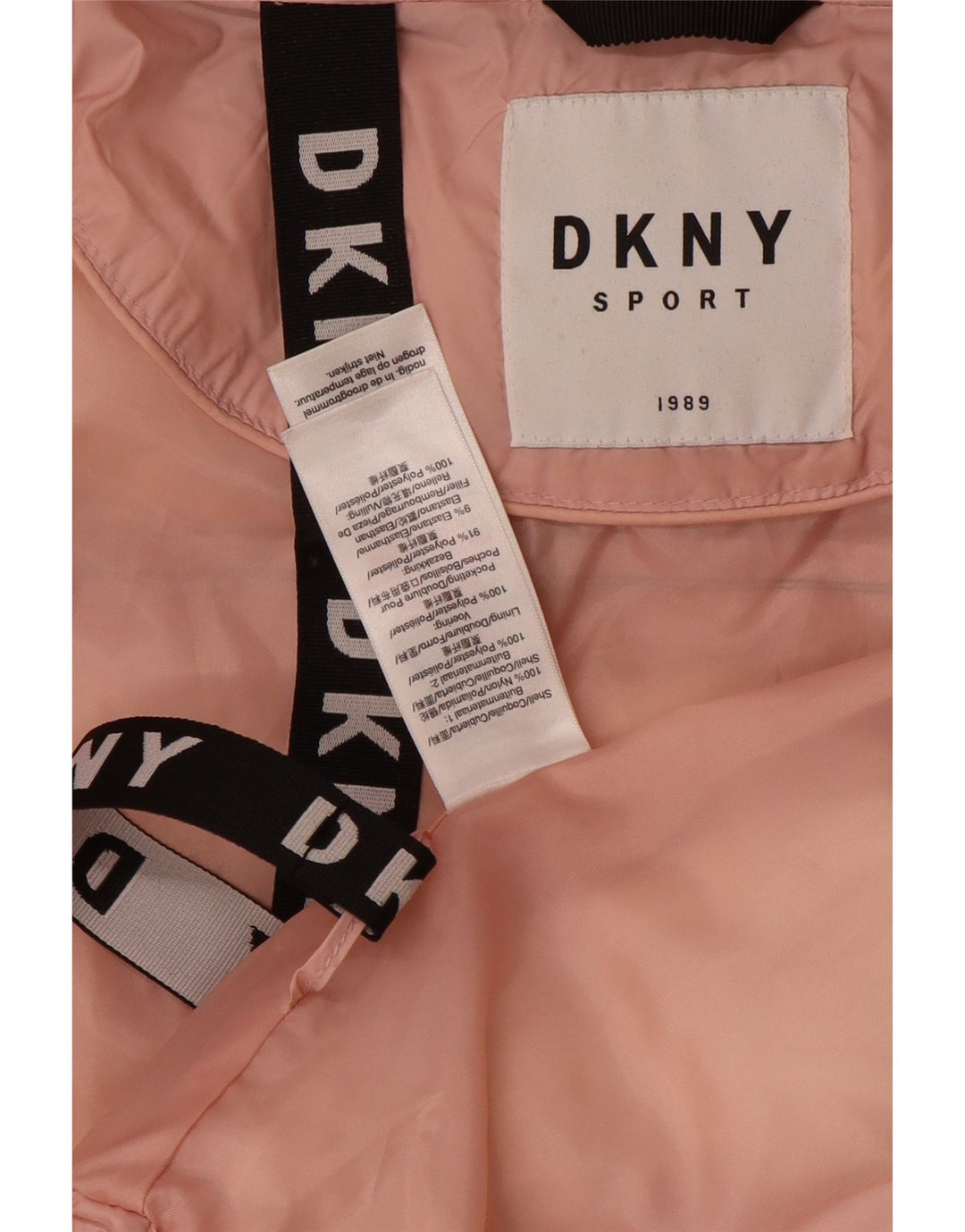 Dkny Veste matelassée graphique surdimensionnée pour femme UK 16 Large Rose Colourblock