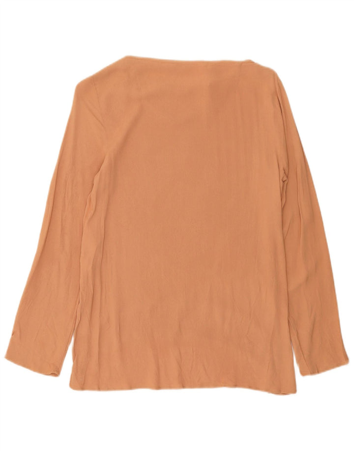 Zara Femme Top Manches Longues UK 12 Viscose Marron Moyen
