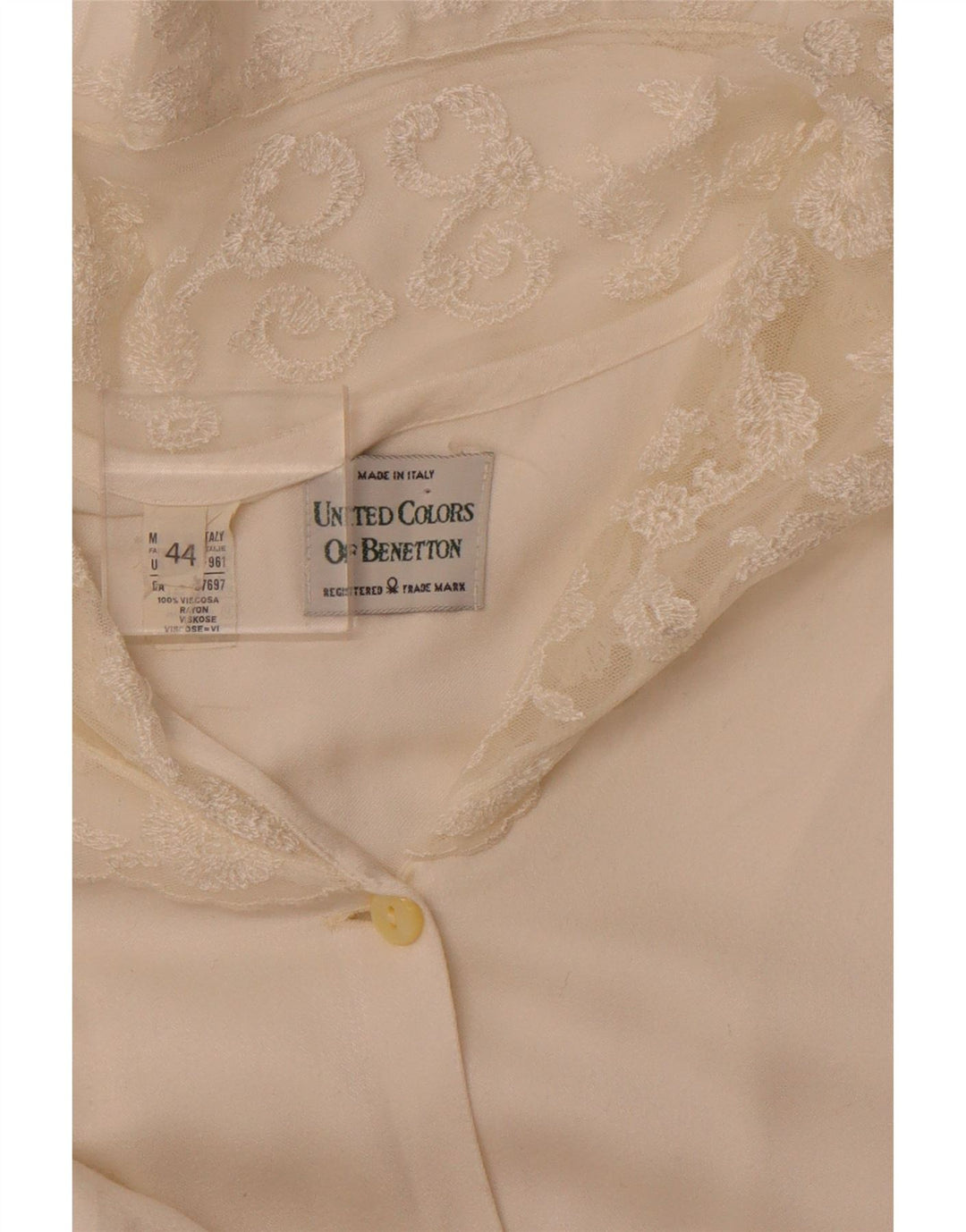 BENETTON Femme Chemisier IT 44 Viscose Blanc Cassé Moyen