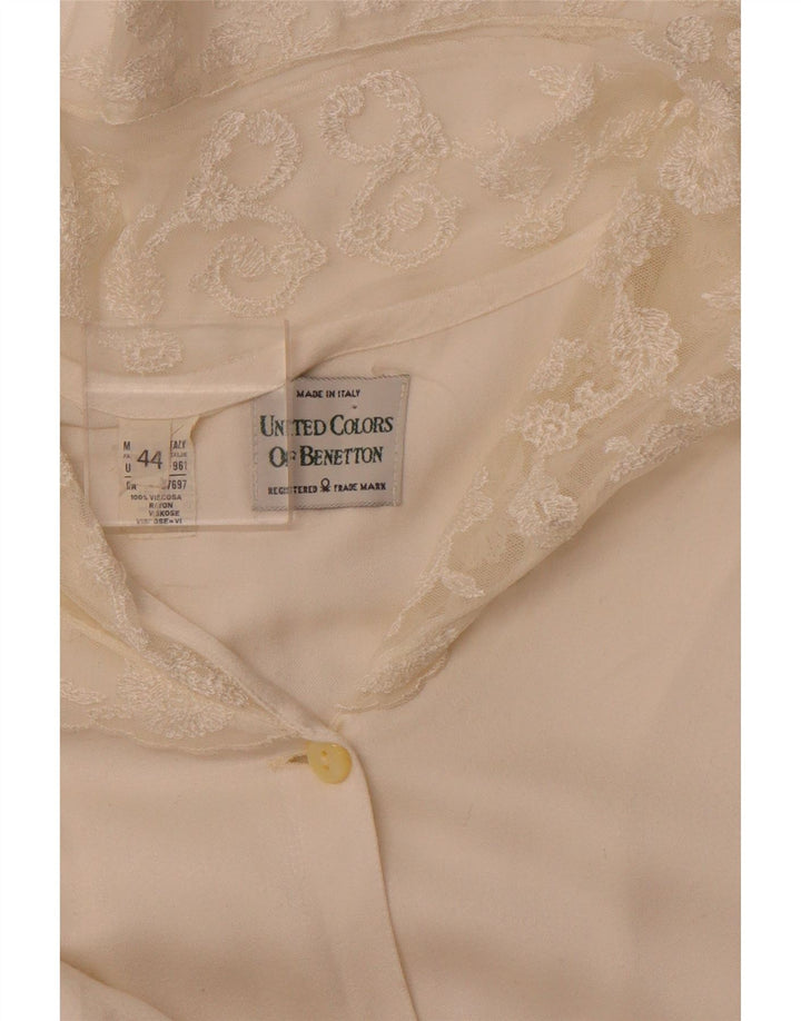BENETTON Femme Chemisier IT 44 Viscose Blanc Cassé Moyen