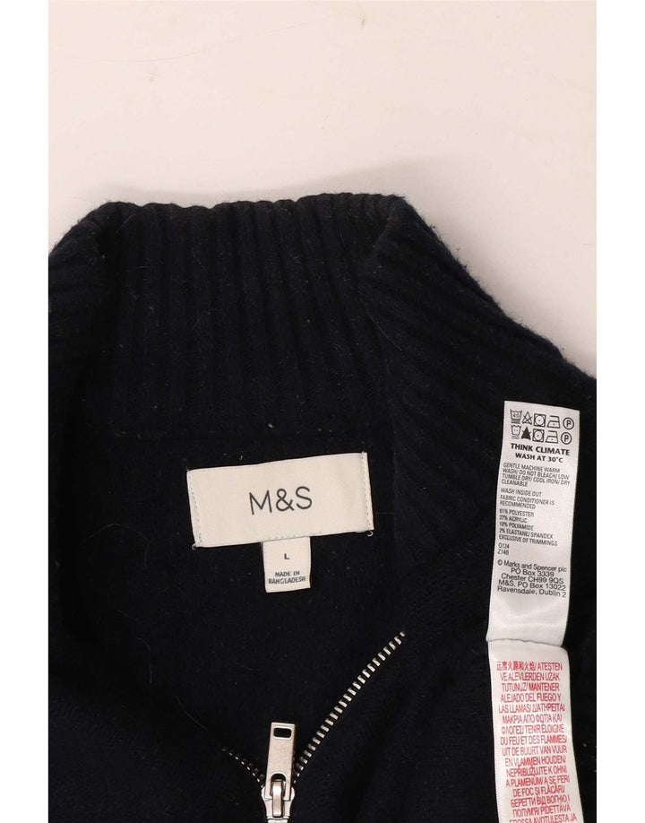 Marks & Spencer Pull à col zippé pour homme Large Bleu marine rayé