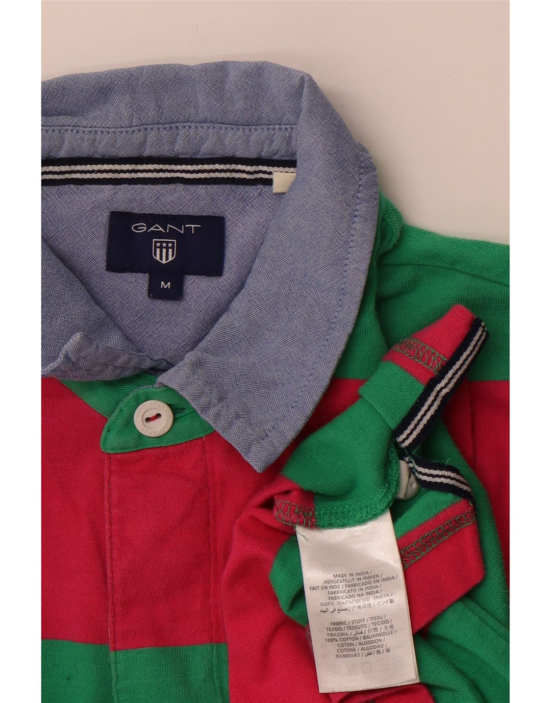 Gant Polo Rugby à Manches Longues Homme en Coton Rayé Vert Moyen