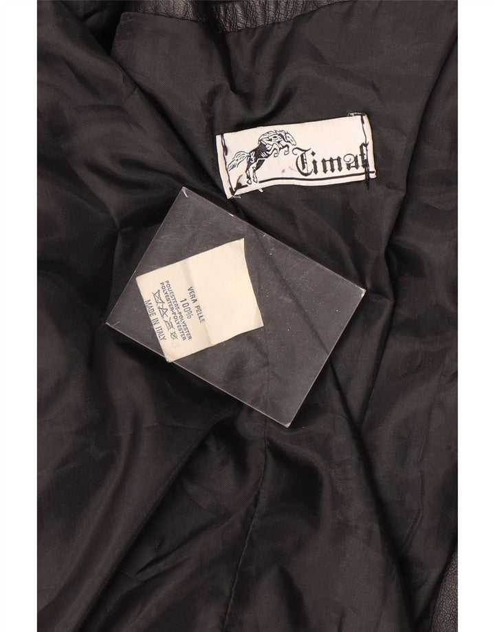 vintage Mens Leather Coat Taille 62 4XL Cuir Noir