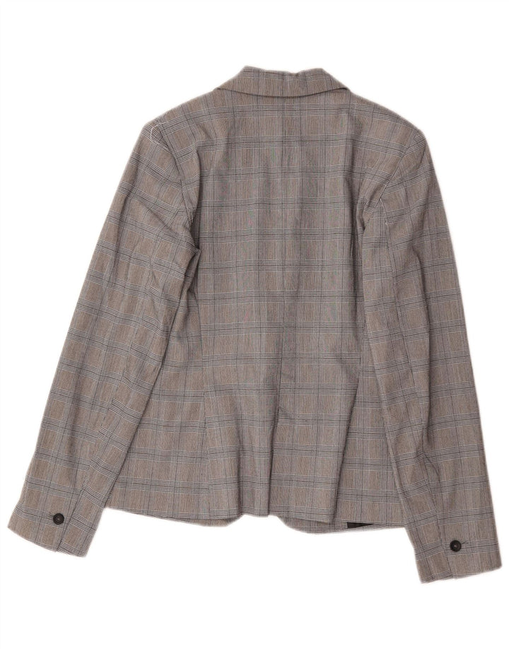 Zara Veste Blazer 1 Bouton Femme EU 36 XS Gris Pied-de-Poule Polyester