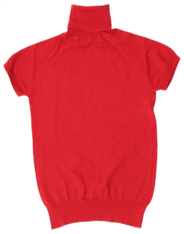 Zara Pull à manches courtes et col roulé pour femme Rouge moyen UK 12
