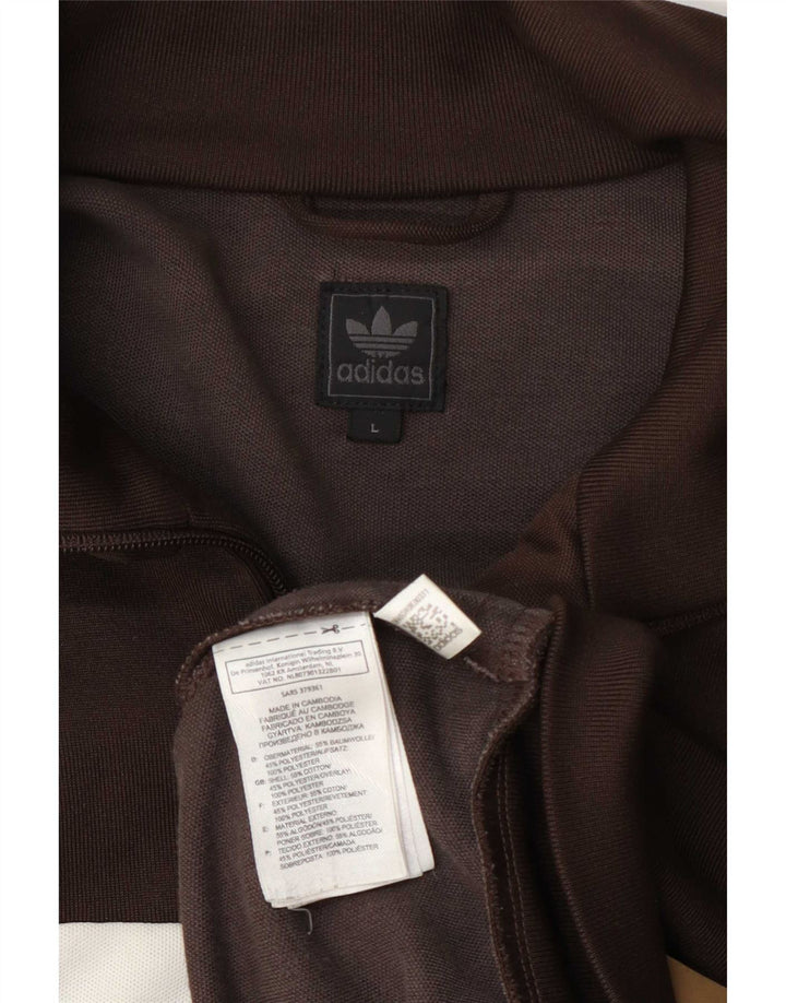 Adidas Veste de survêtement pour homme en coton color block Large Marron