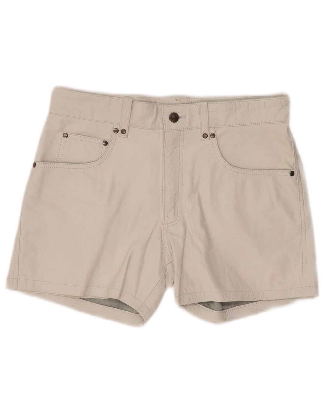 vintage Femmes Cuir Casual Shorts W33 Grand Cuir Bleu