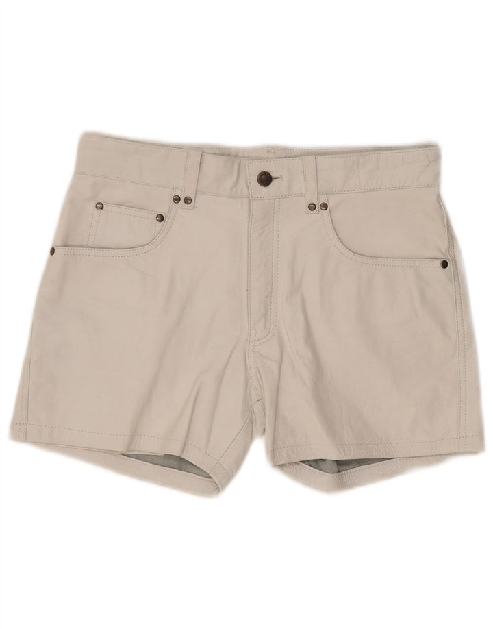 vintage Femmes Cuir Casual Shorts W33 Grand Cuir Bleu