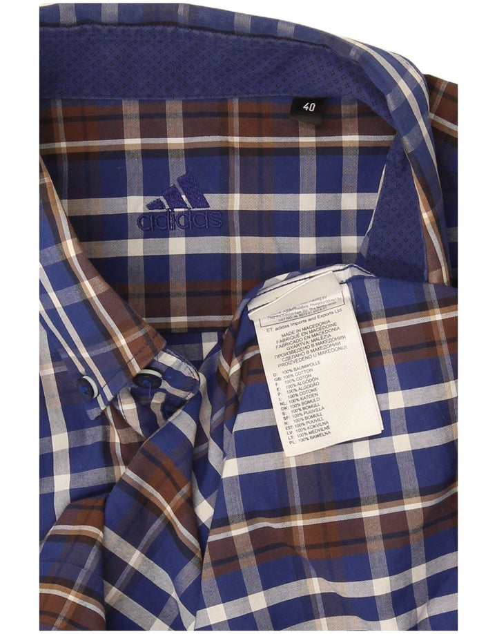 Adidas Chemise Homme Taille 40 Bleu Moyen Check Coton