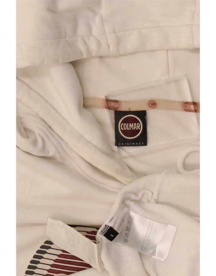 Colmar Homme Pull à Capuche Graphique Grand Coton Blanc