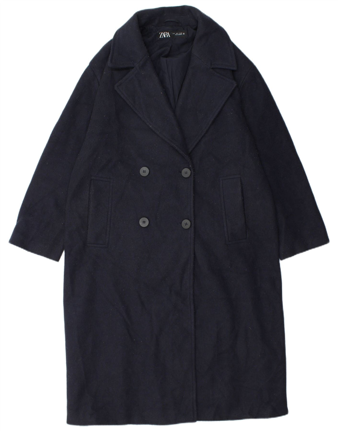 Zara Manteau Double Boutonnage Homme UK 36 Petit Bleu Marine Polyester