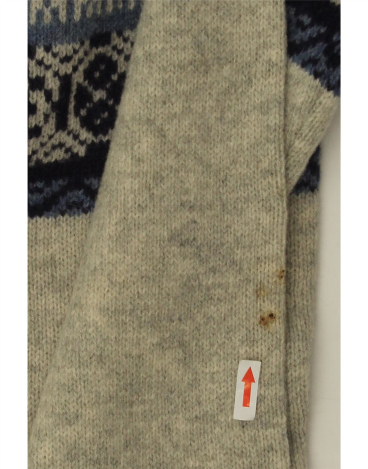 Bramante Pull ras du cou pour homme IT 50 Gris moyen Fair Isle Laine vierge