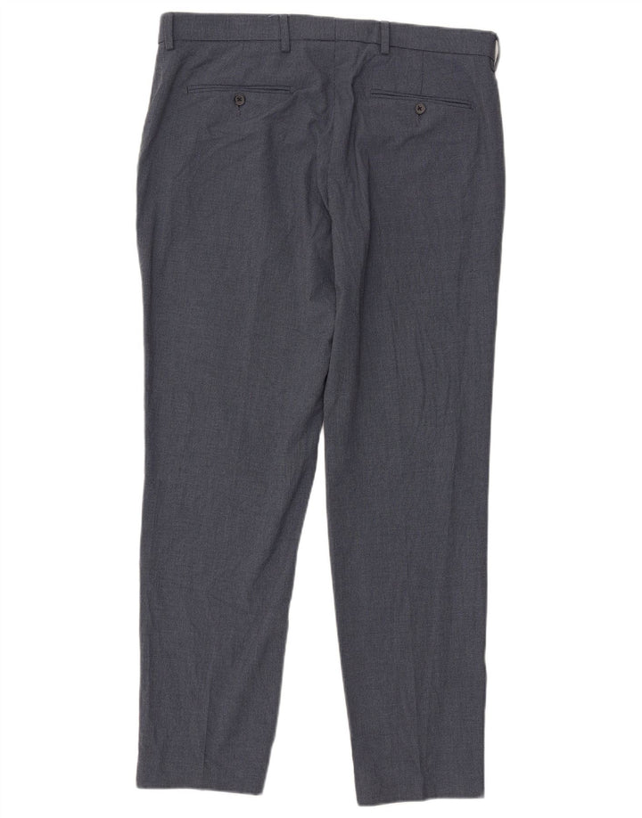 Marks & Spencer Pantalon de costume coupe classique pour homme W36 L31 Bleu pied-de-poule