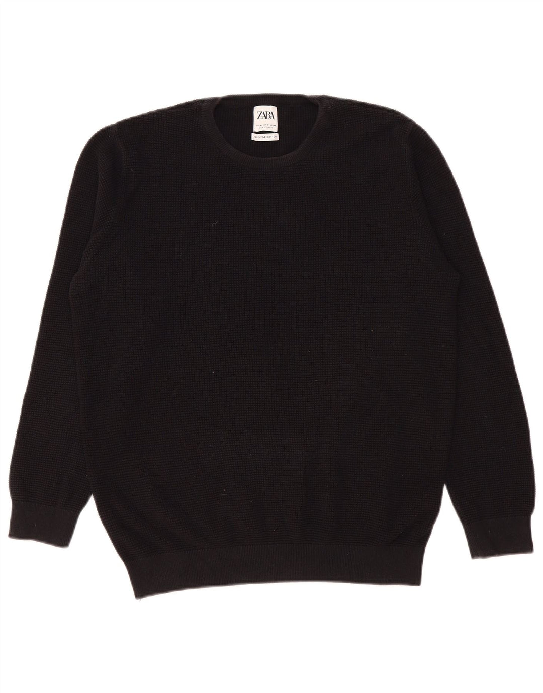 Zara Pull à col rond pour homme en coton noir moyen