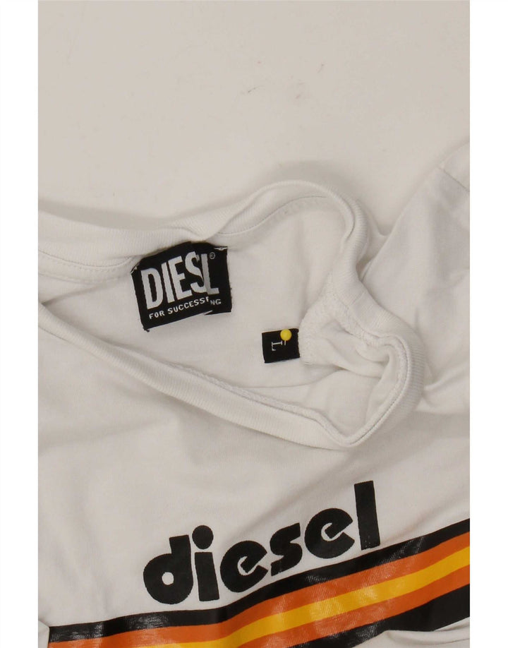 Diesel T-shirt graphique pour femme UK 14 Large Blanc