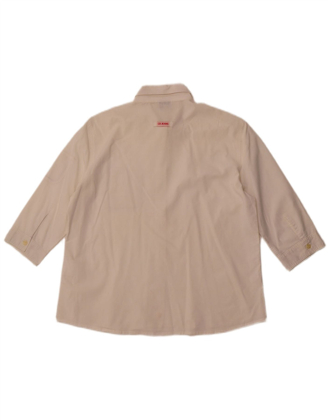 CALVIN KLEIN JEANS Chemise à manches 3/4 pour femme UK 16 Large Off White