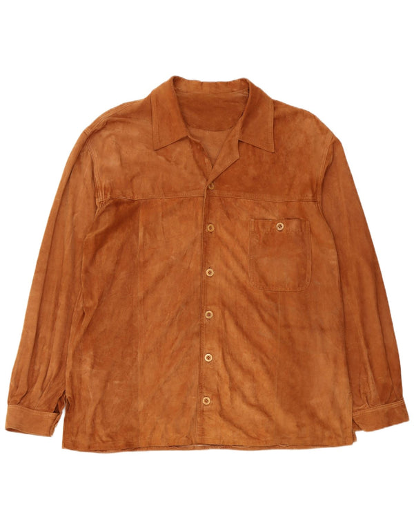 Chemise en daim homme vintage 2XL cuir marron