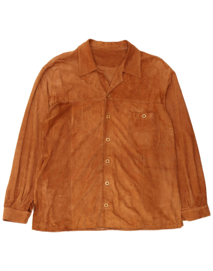 Chemise en daim homme vintage 2XL cuir marron