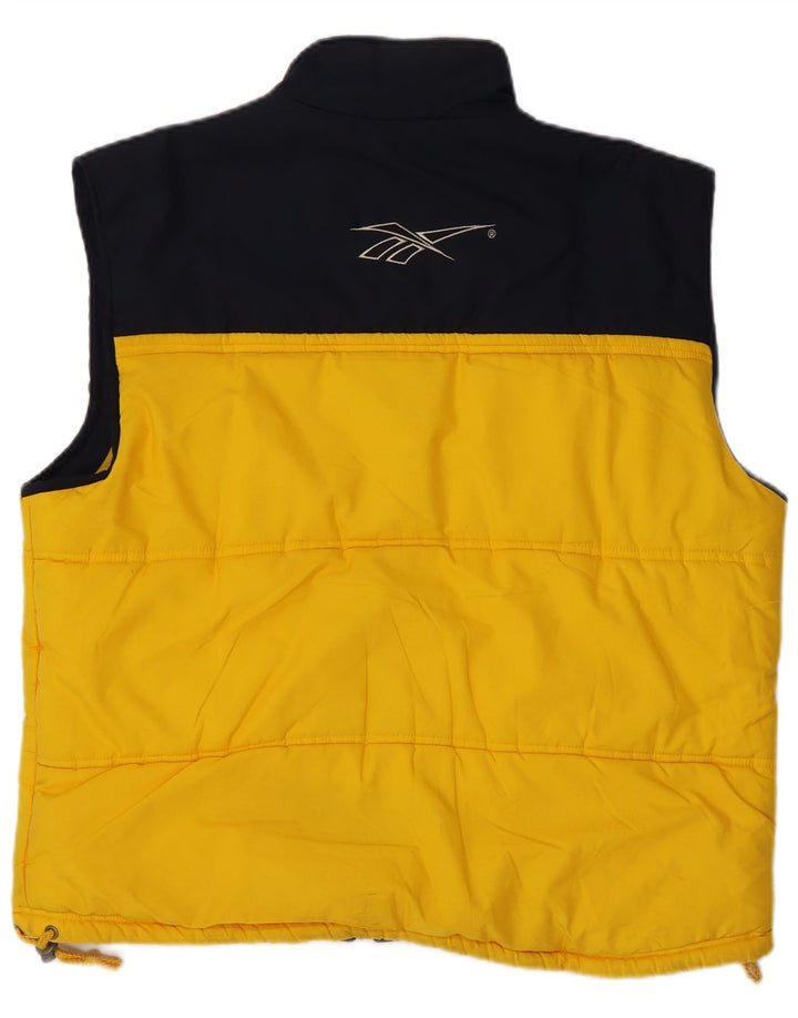 Reebok Gilet rembourré pour hommes UK 40 Large Jaune Colorblock Polyester