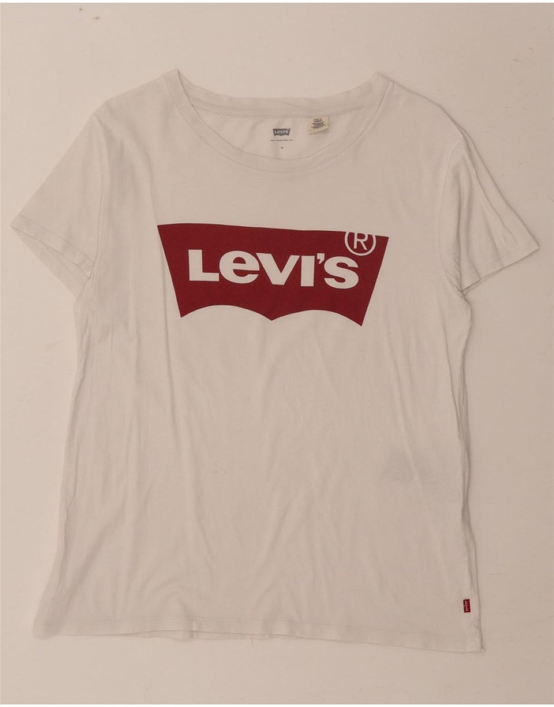 LEVI'S Womens Graphic T-Shirt Top UK 12 Medium White Cotton Vintage Levi's and Second-Hand Levi's from Messina Hembry 